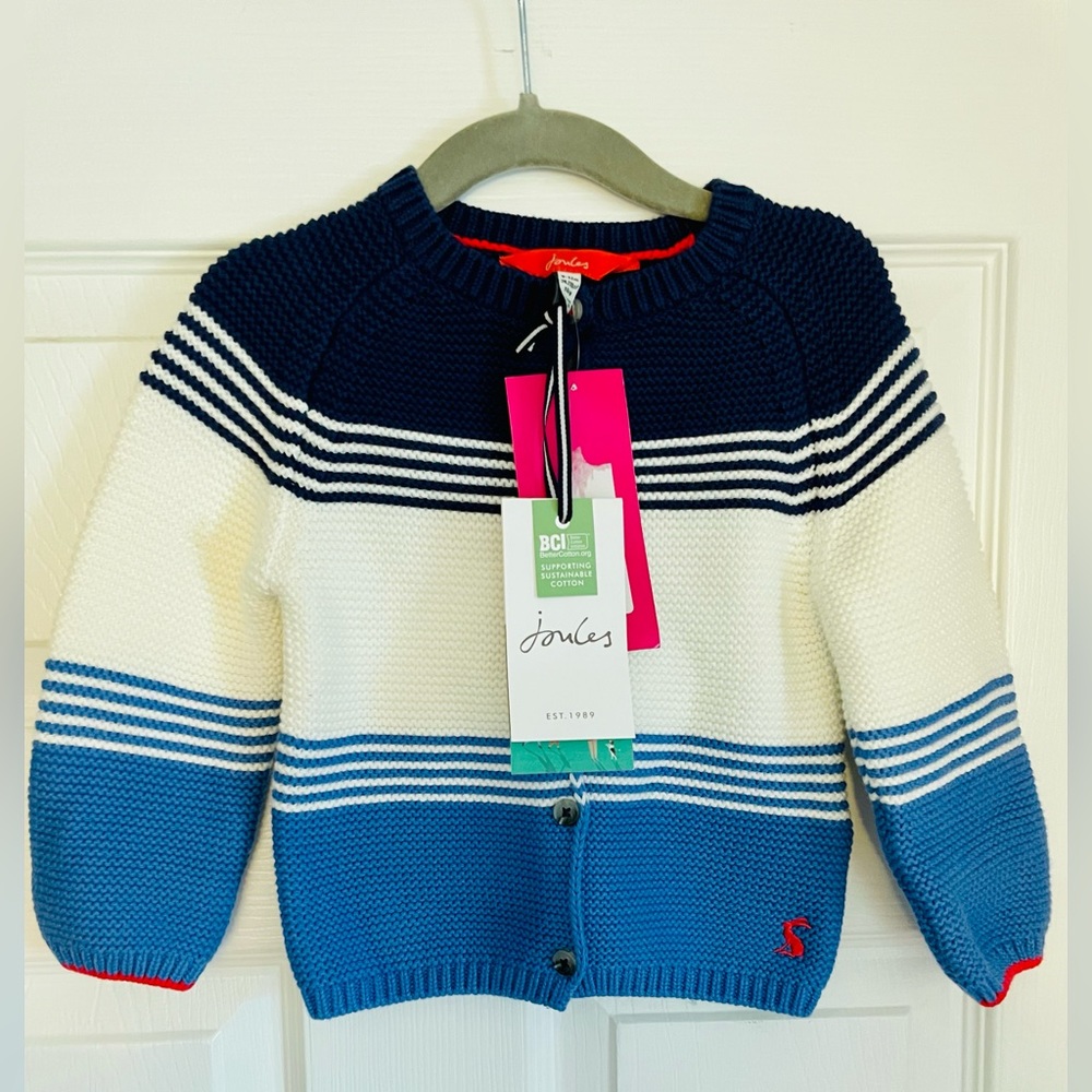Joules Haywood Stripe Cardigan NEVER WORN, size 9-12 months.